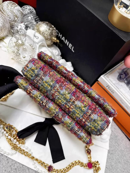 Chanel 22k colorful check tweed square crossbody bag