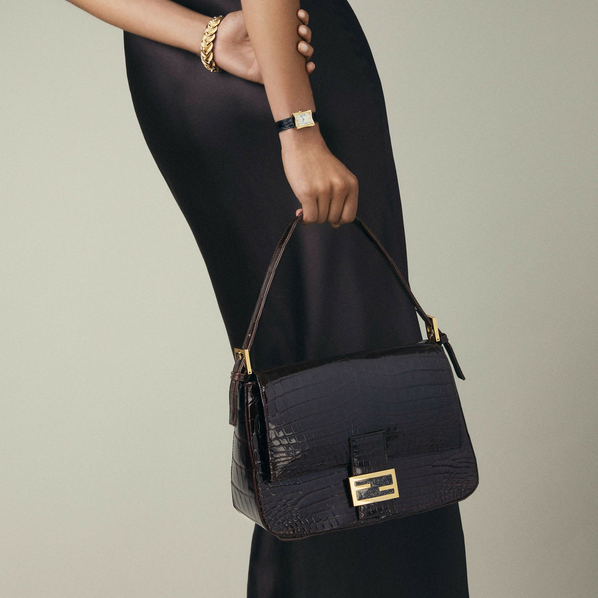 Fendi Rare Crocodile Mamma Baguette Bag
