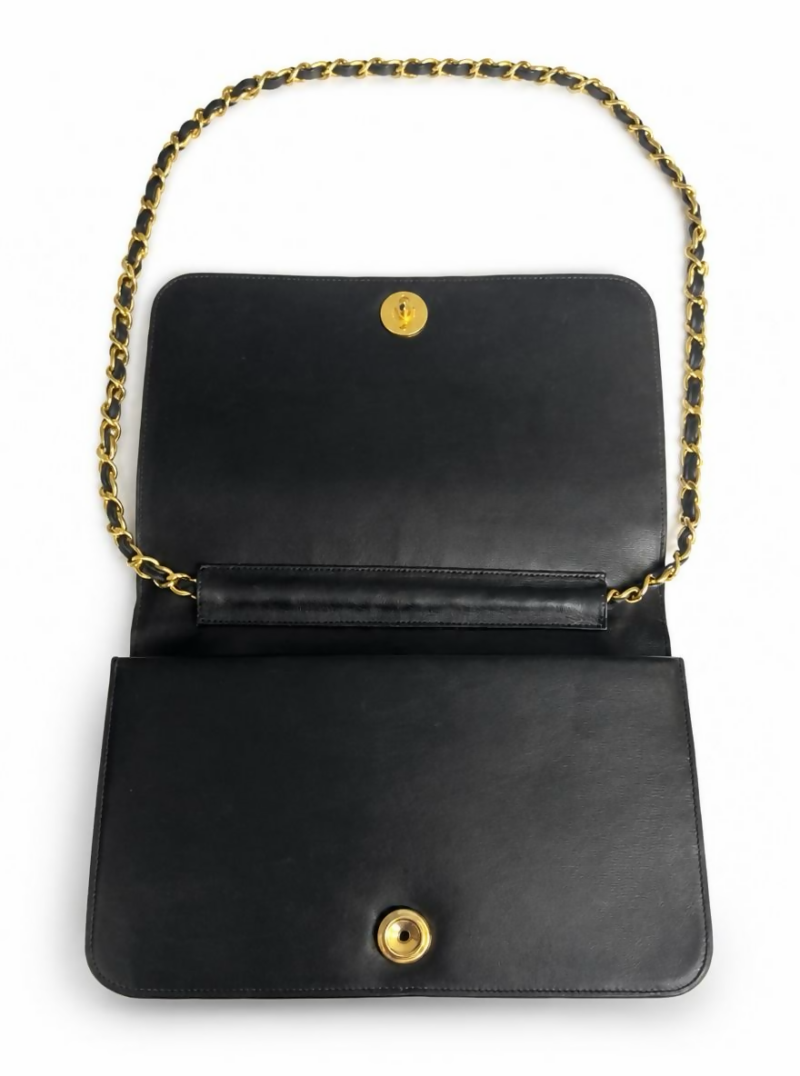 ULTRA RARE Vintage 1984 Chanel Black Crocodile Flap Bag 24K Gold Hardware