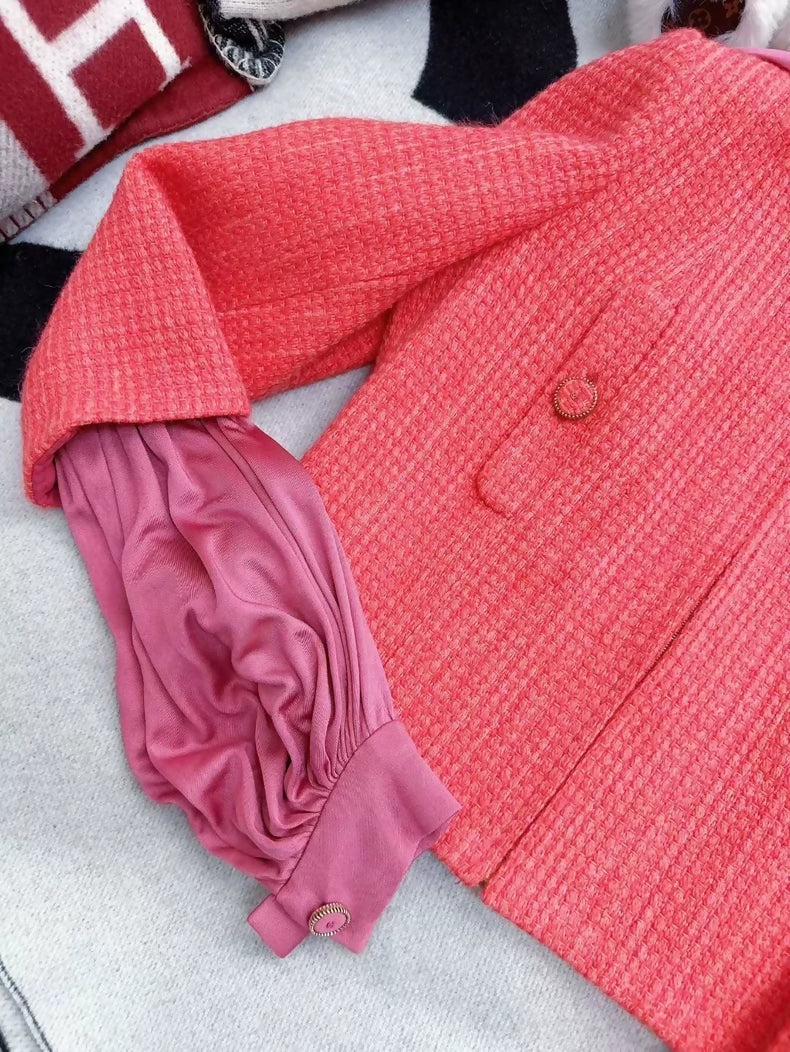 Chanel 16k orange tweed patchwork hooded jacket