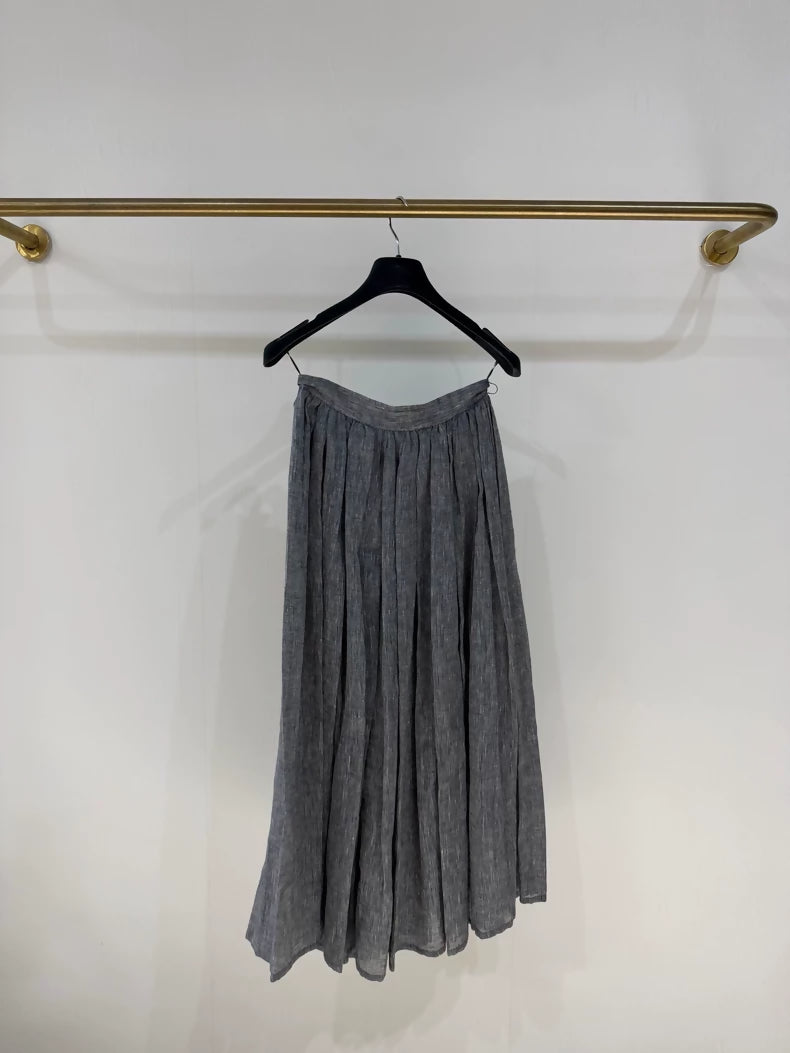 Dior grey linen pleated skirt