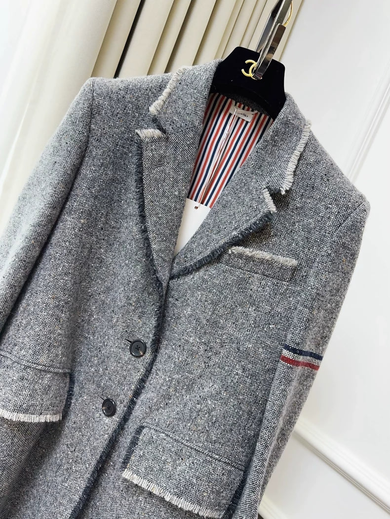 Thom Browne grey long wool coat