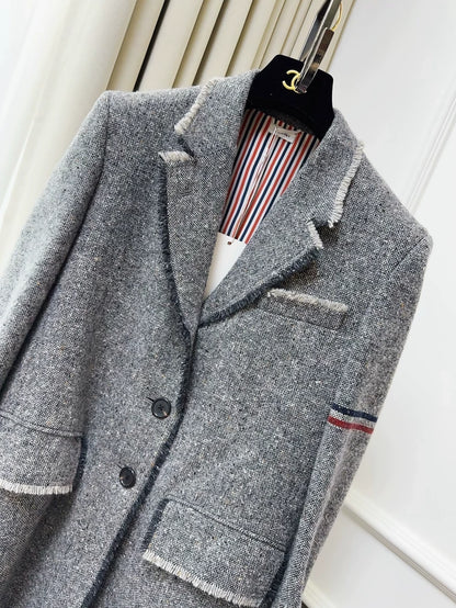 Thom Browne grey long wool coat