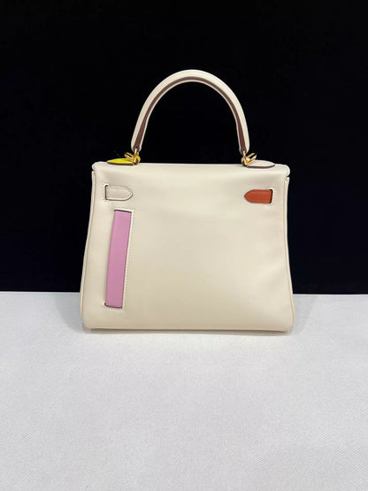 Hermes Kelly 25 Colormatic Retourne　Nata/Cuivre/Lime/Mauve sylvestre/Blue brume Swift leather Gold hardware