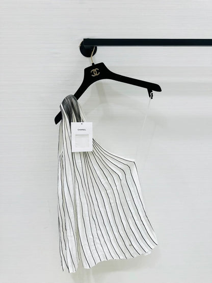 Chanel 24s pleated off-the-shoulder silk top