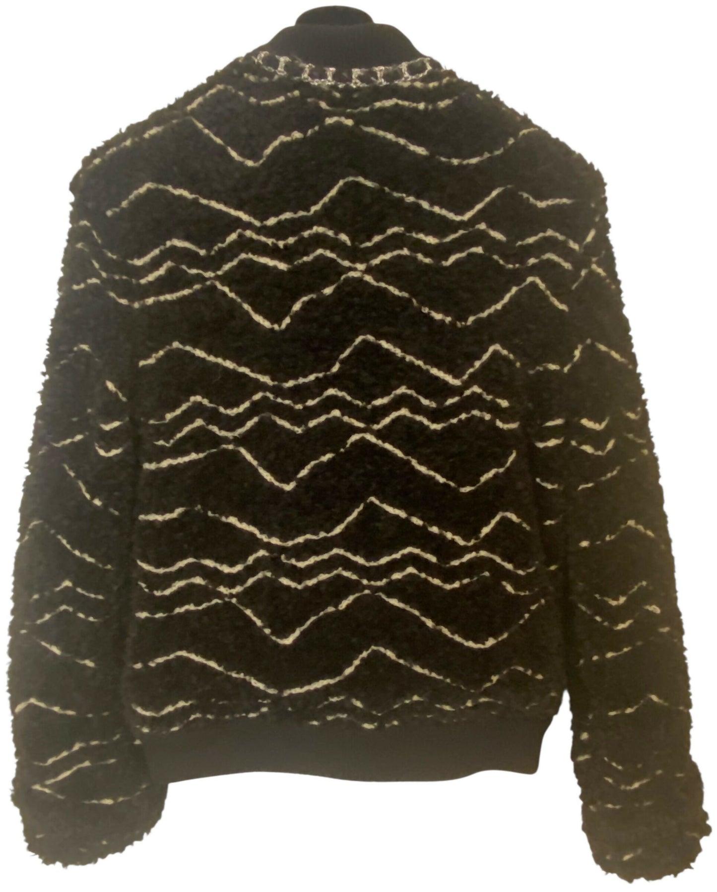 CHANEL 19B Black Alpaca CC Zipper Bomber Jacket Coat FR 36