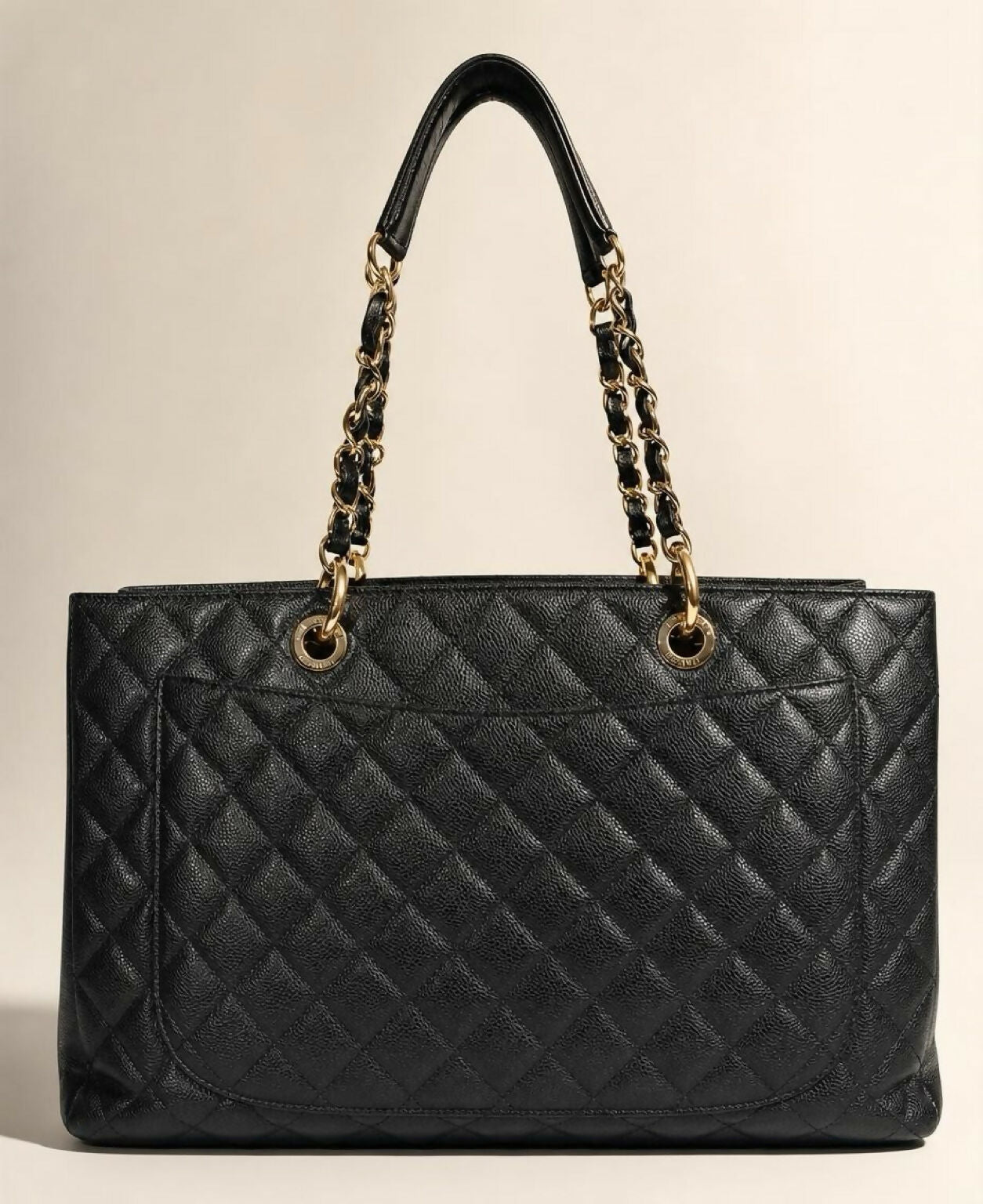 Chanel Black XL 40cm Caviar Quilted Grand Shopping Tote GST GHW