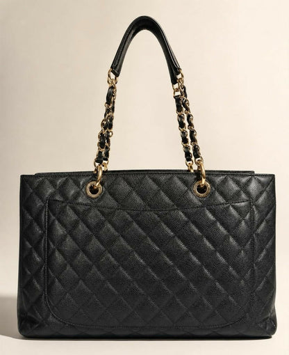Chanel Black XL 40cm Caviar Quilted Grand Shopping Tote GST GHW