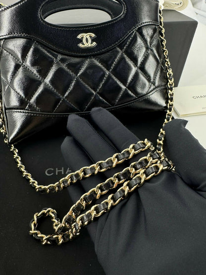 Chanel 31 Nano Black Shiny Lambskin Bag with GHW