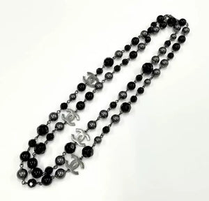 Chanel Black and Grey Multi-Element Beaded Long Necklace