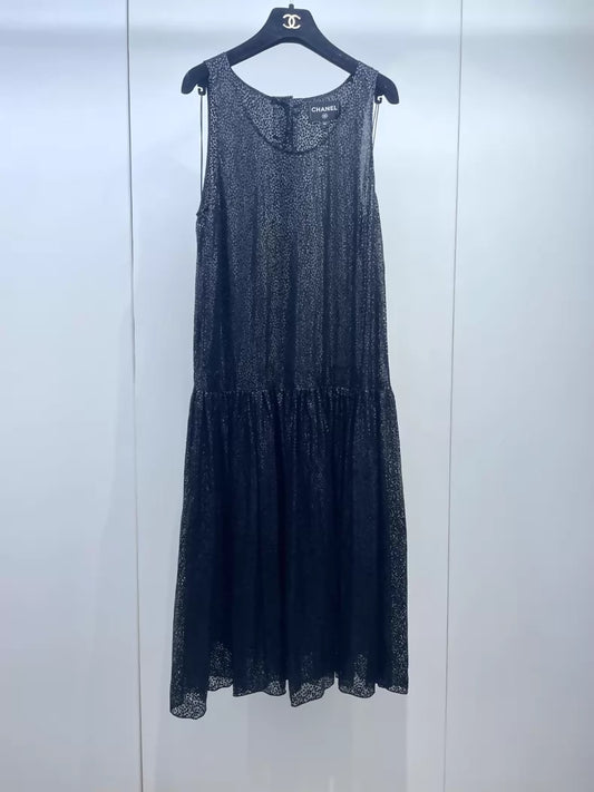 Chanel black silk dress