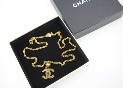 Chanel Vintage 85 Gold-Plated Ball CC Long Necklace