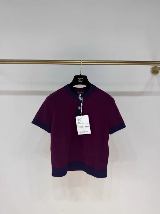 Chanel 23B Purple cashmere top