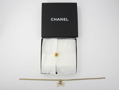Chanel Vintage 03P Gold-plated CC Enamel White Skull Necklace