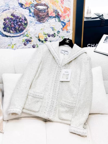 Chanel 22C white tweed jacket