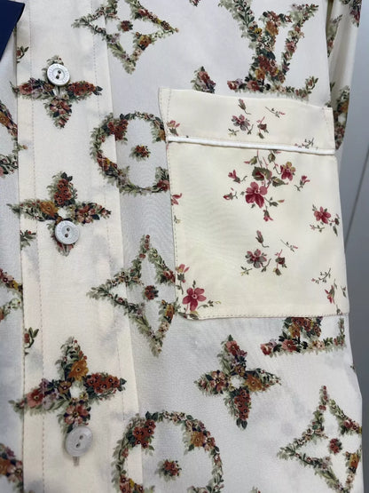 LV 24ss monogram all-over print silk pocket shirt