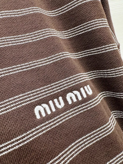 Miu Miu 25FW brown striped zip-up jacket