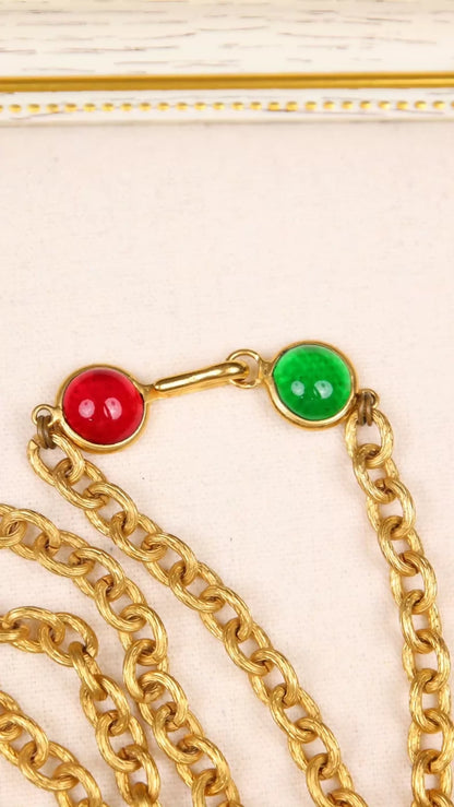Chanel Colored Glass Petal Pendant Necklace