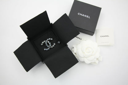 Chanel 17K Rhinestone Starlight Blue CC Brooch