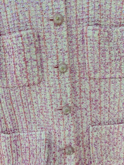 Chanel 25P pink tweed cardigan