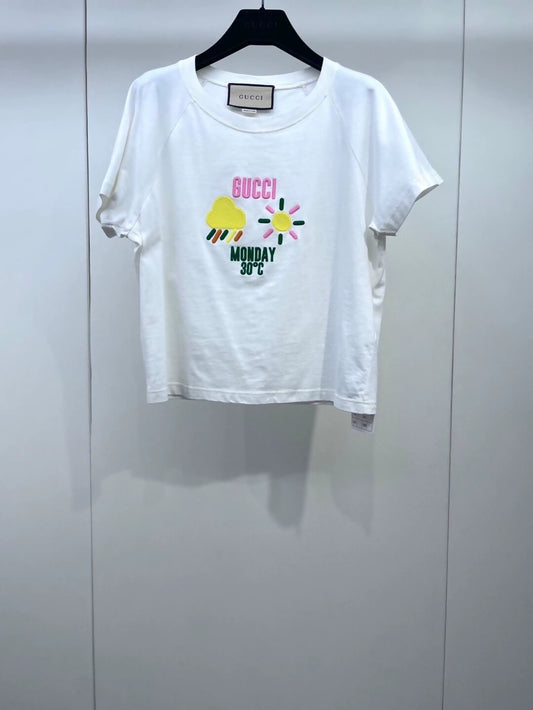 Gucci White shirt with embroidered weather motif