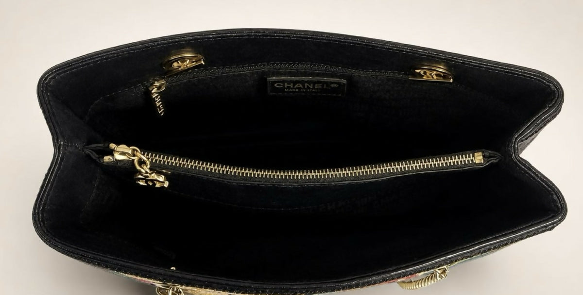 Chanel Medium Needlepoint Patchwork Precious Symbols Tote Bag Gold Hardware