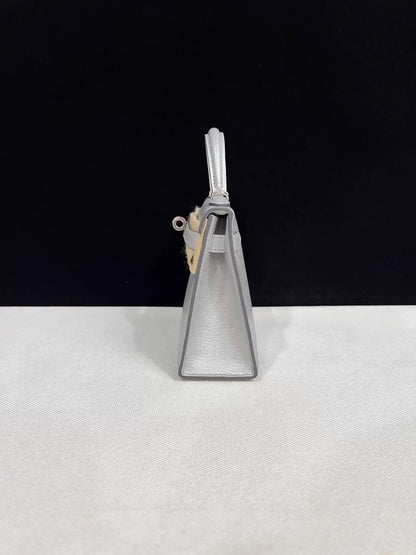 HERMES Mini Kelly 20 Olympic Silver leather gold hardware