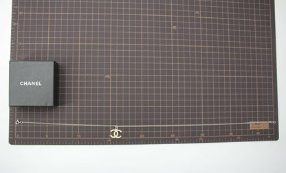 Chanel Vintage 07V Enamel Classic White CC Light Gold Necklace