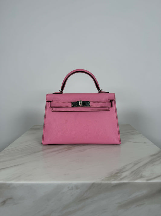 Hermès Kelly 20 Bubblegum Epsom palladium hardware