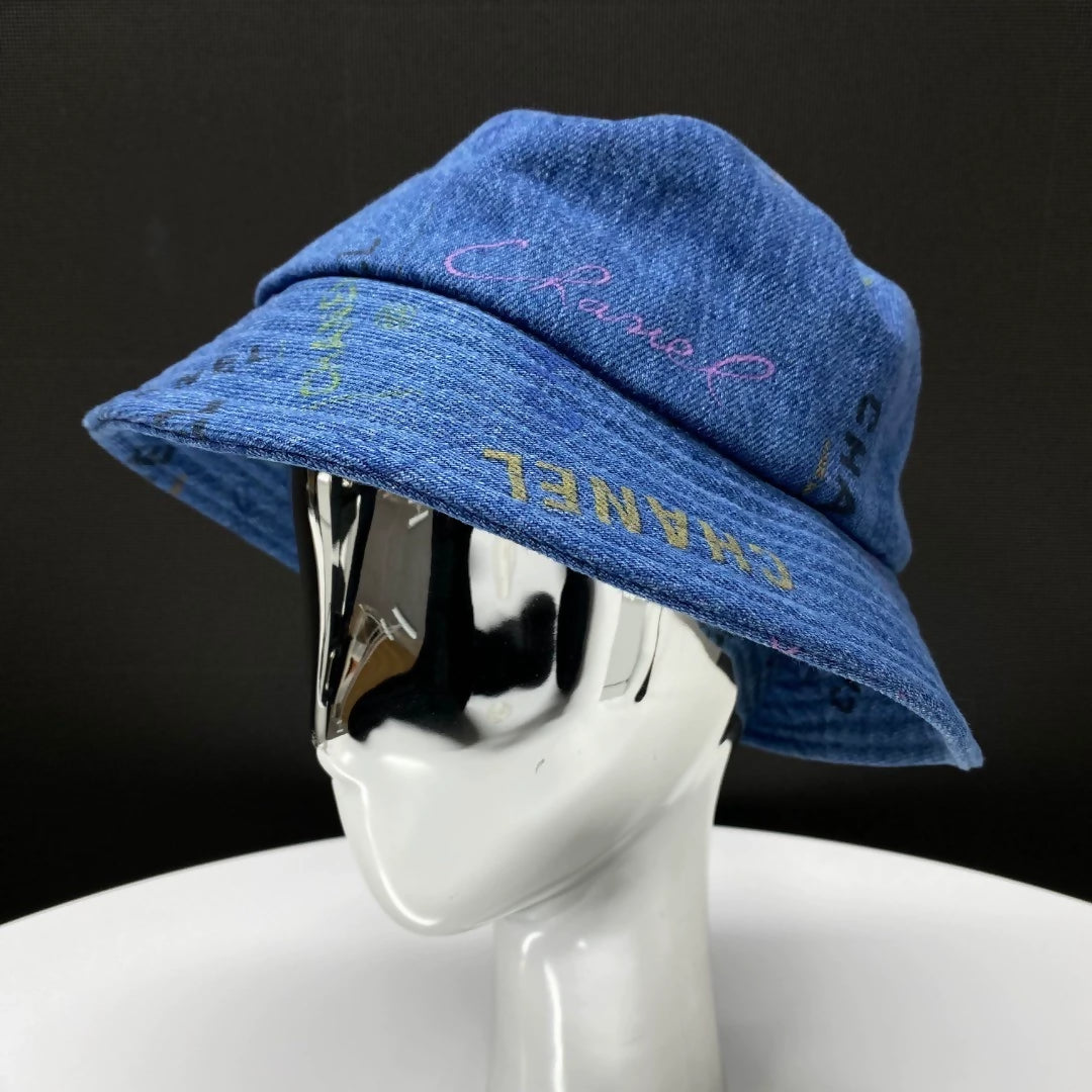 Chanel 22P denim blue graffiti hat