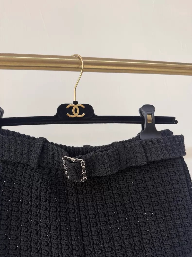 Chanel 25C belted black shorts
