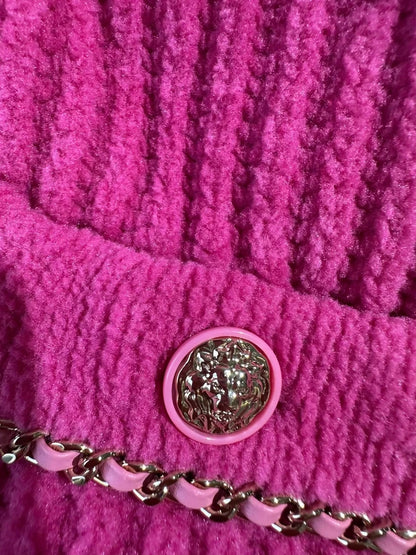 Chanel 22b fuchsia chain cardigan
