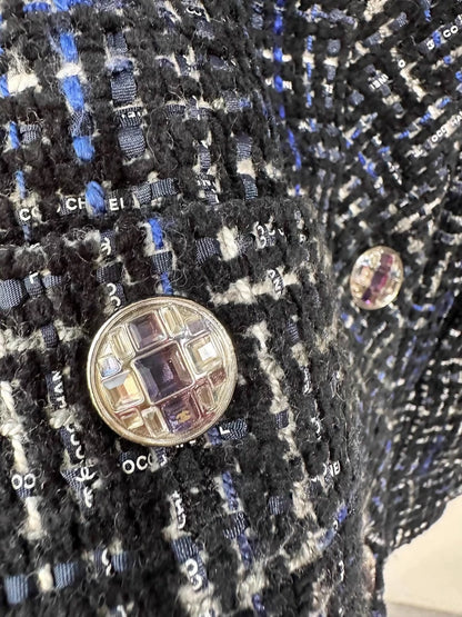 Chanel 22A blue and black tweed dress