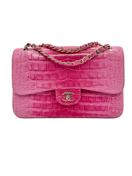 Chanel Pink Ombré Alligator Jumbo Classic Double Flap Bag