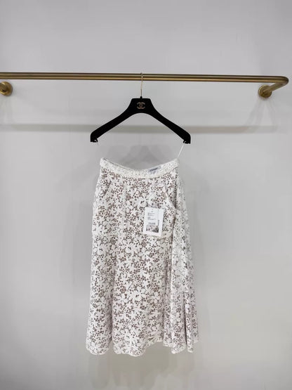 Chanel 23C white Lace Double C Skirt