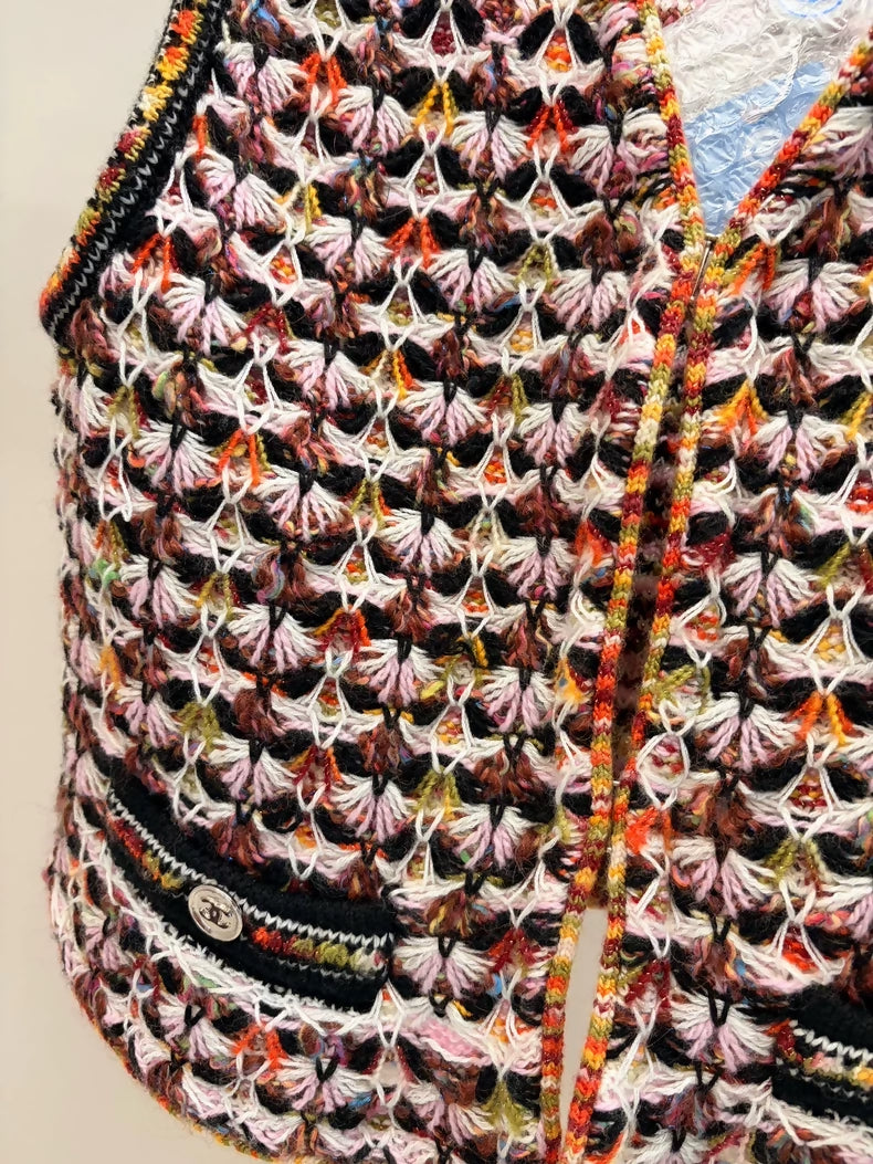 Chanel 23A orange brown colorfull Cashmere Vest