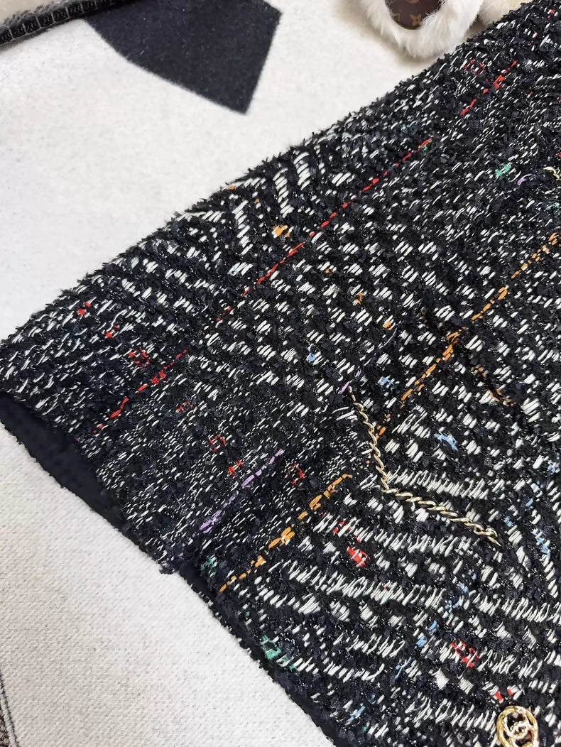 Chanel 23b black tweed jacket w