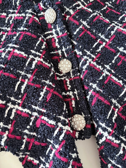 Chanel 20s Red and Blue Tweed Jacket
