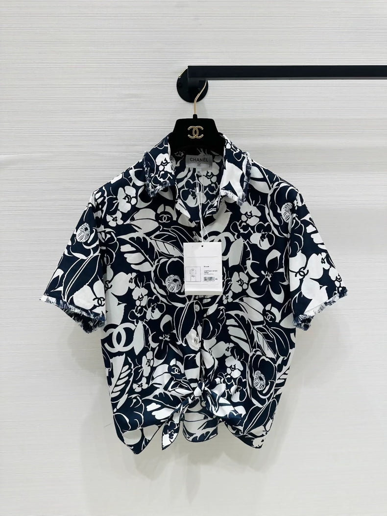Chanel 21M Coco Beach blue and white Shirt