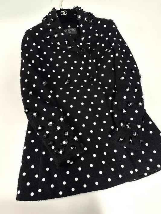 Chanel 23S Black and White Polka Dot Jacket