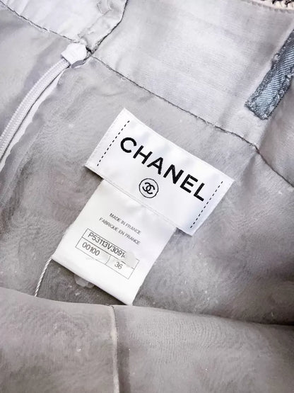 Chanel 16C silver-white gradient lace dress