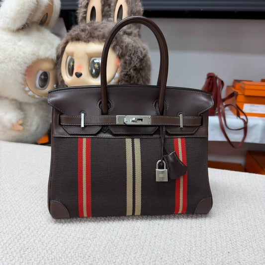 Hermès Birkin 30 Ebony Canvas palladium hardware