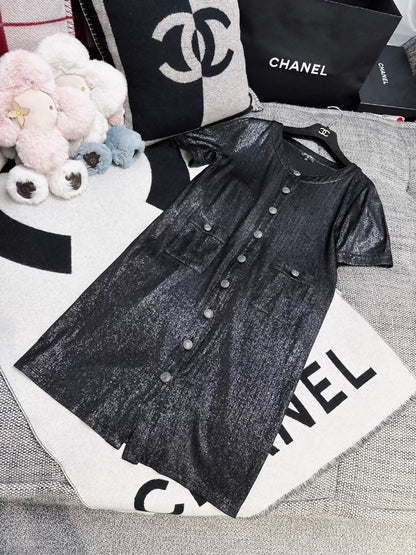 Chanel 18p black shimmering dress