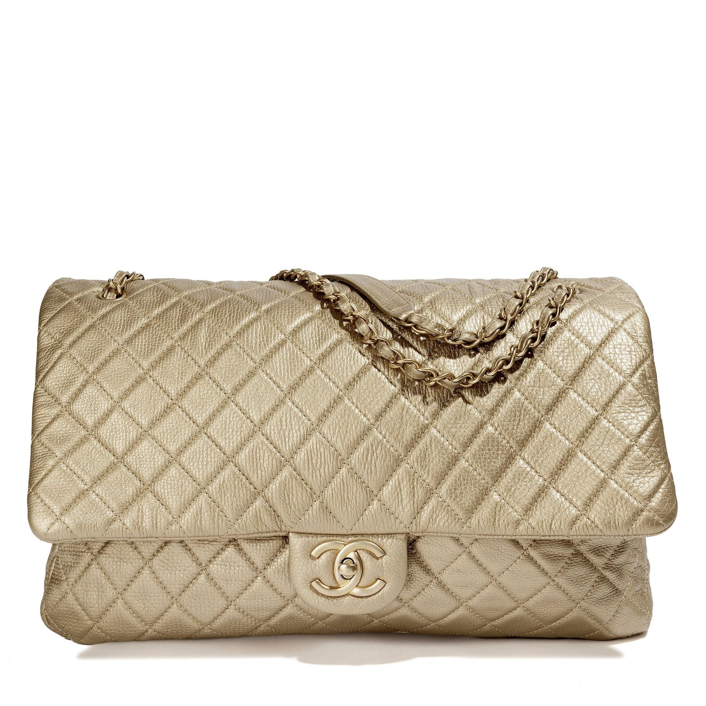 Chanel Metallic Gold XXL Airline Travel Flap Bag
