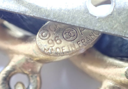 Chanel Vintage 96P Gold Plated & Leather Perfume Bottle Shoe Camellia Quilted Bag Charm Brooch