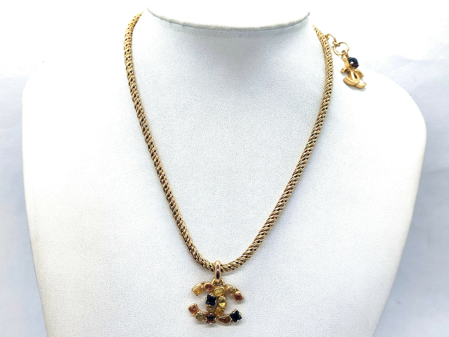 Chanel Vintage 01A Gripoix Multicoloured Coco Mark Necklace