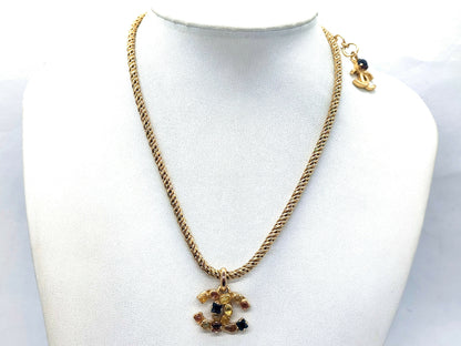 Chanel Vintage 01A Gripoix Multicoloured Coco Mark Necklace
