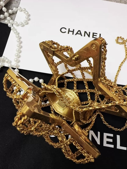 Chanel 23S Gold metal star leather chain bag