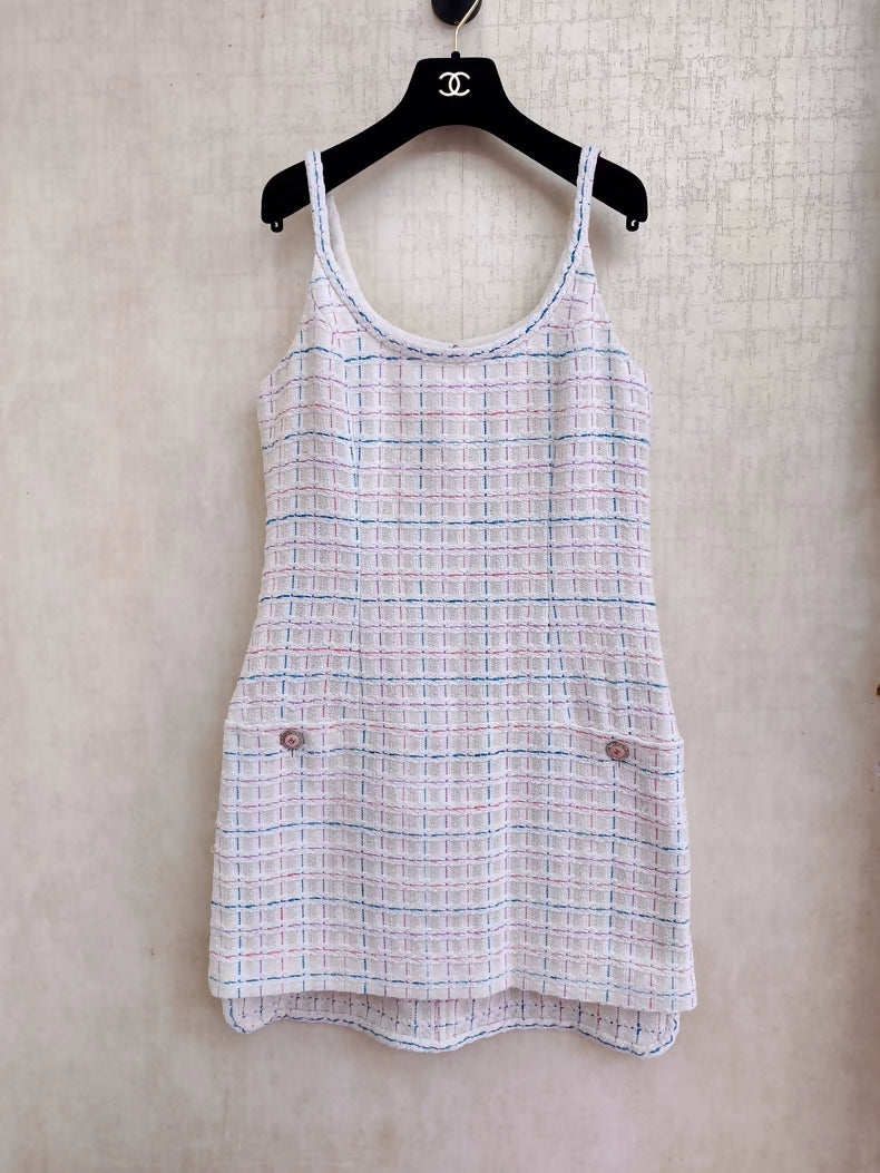 Chanel 22s candy-colored plaid slip dress