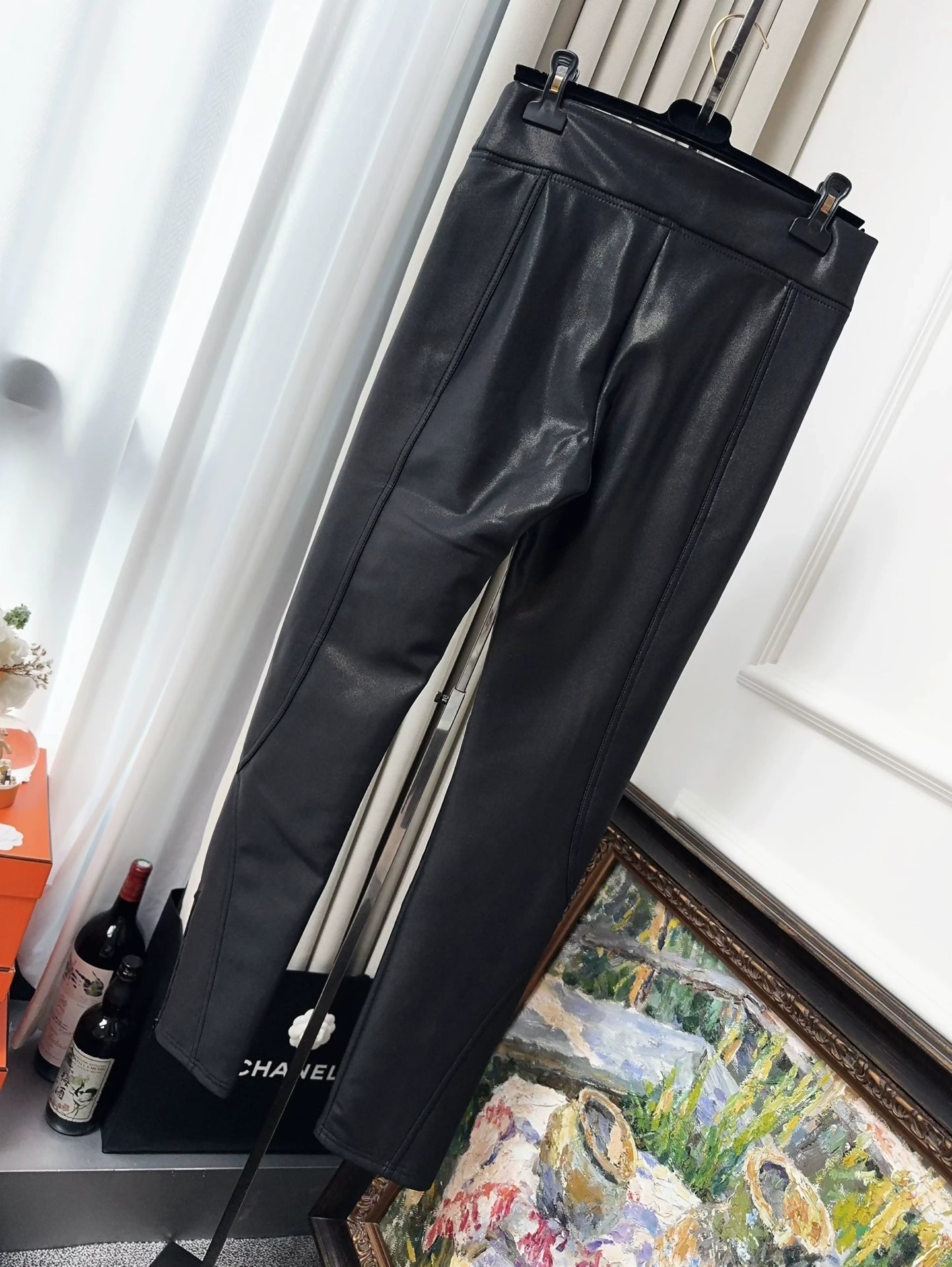 Chanel 23n Coco Neige Black Leather Pants